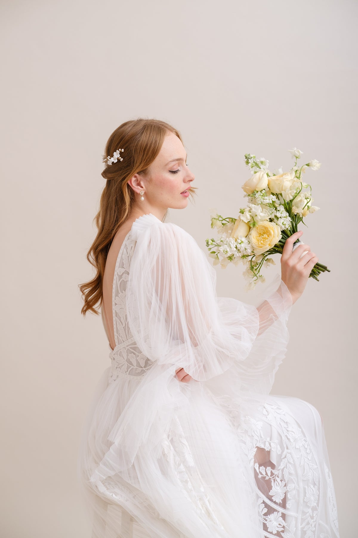 PICS A CHIGNON MARIAGE<BR>Camélia (lot de 3 pics)