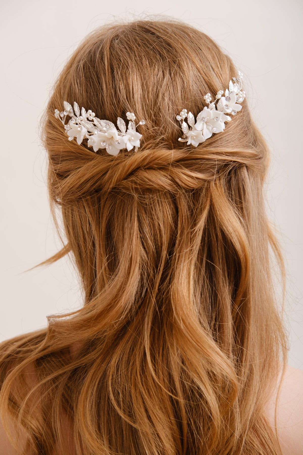 PEIGNE MARIÉE FLORAL&lt;BR&gt;Violette (lot de 2)