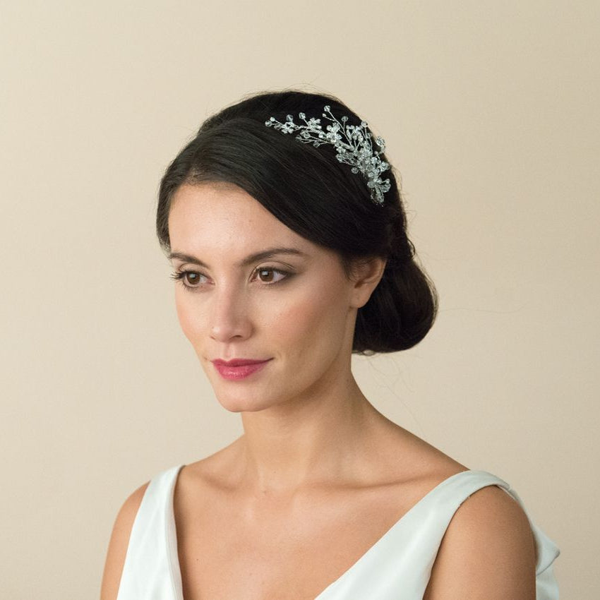 PEIGNE MARIAGE&lt;BR&gt;Medium Silver Crystal Comb - MP Paris