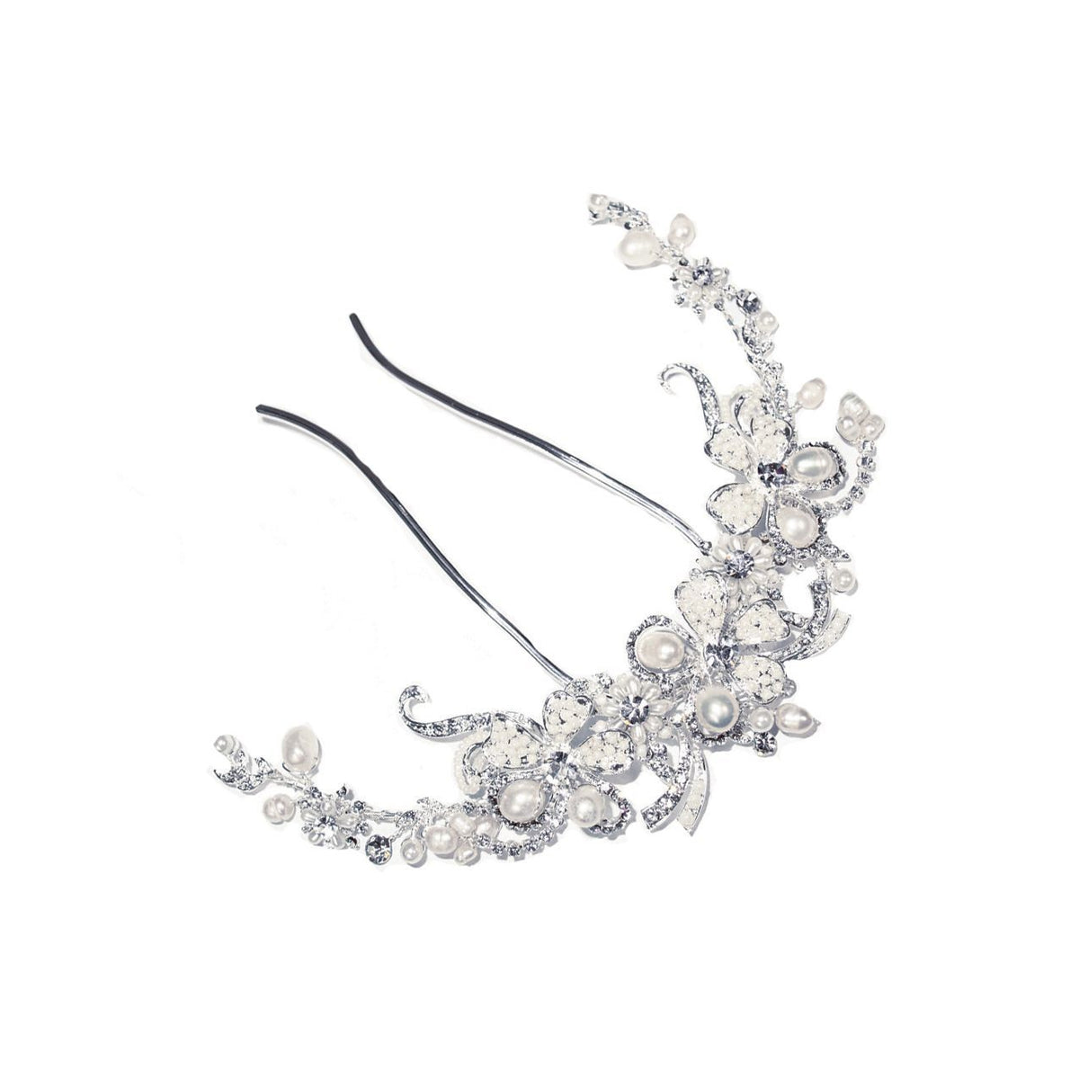 ACCESSOIRE CHEVEUX&lt;BR&gt;Silver Pearl Crescent Comb - MP Paris