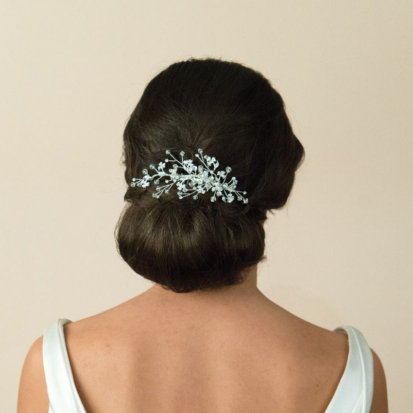 PEIGNE MARIAGE&lt;BR&gt;Medium Silver Crystal Comb - MP Paris