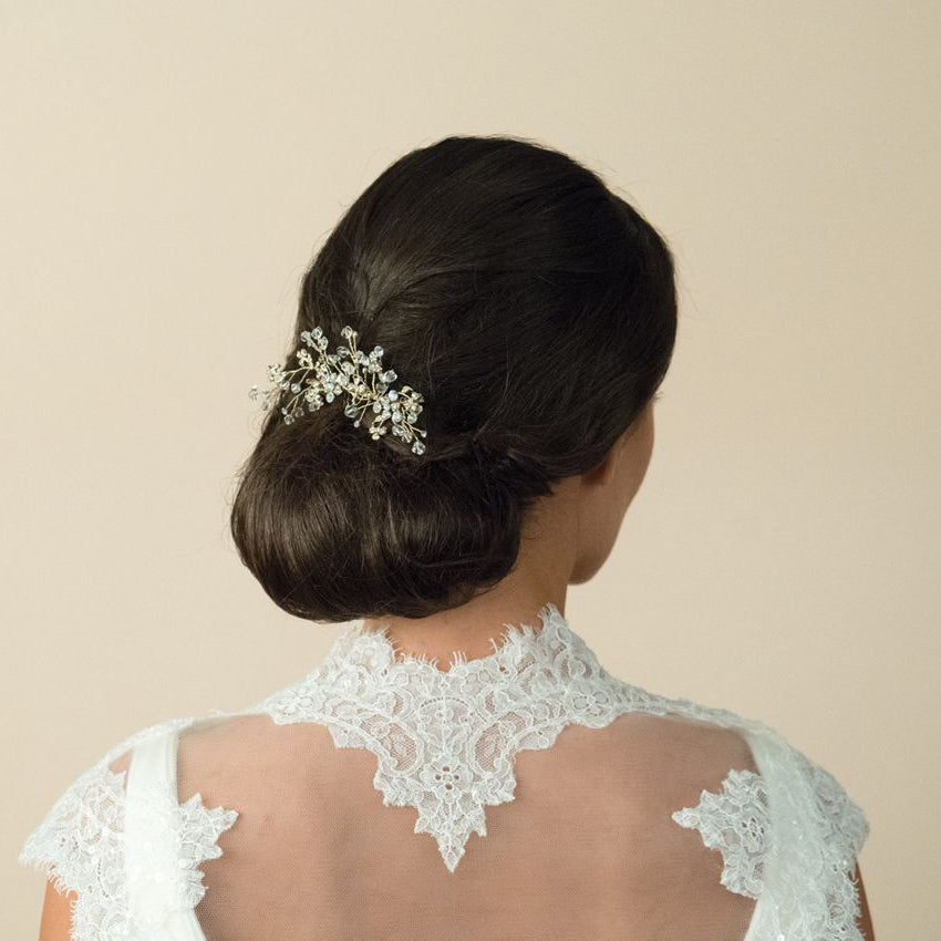 PEIGNE MARIAGE&lt;BR&gt;Medium Gold Crystal Comb - MP Paris