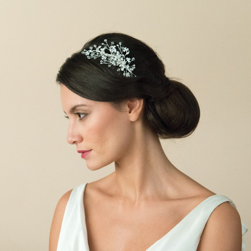 PEIGNE MARIAGE&lt;BR&gt;Medium Silver Crystal Comb - MP Paris