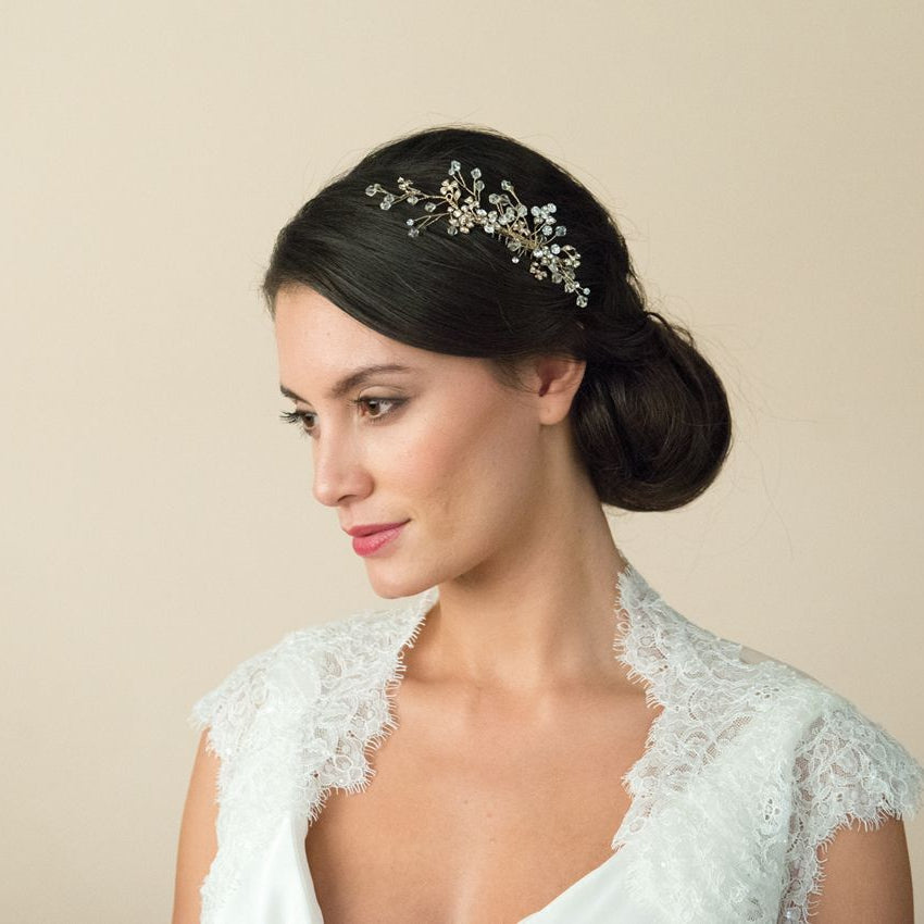 PEIGNE MARIAGE&lt;BR&gt;Medium Gold Crystal Comb - MP Paris