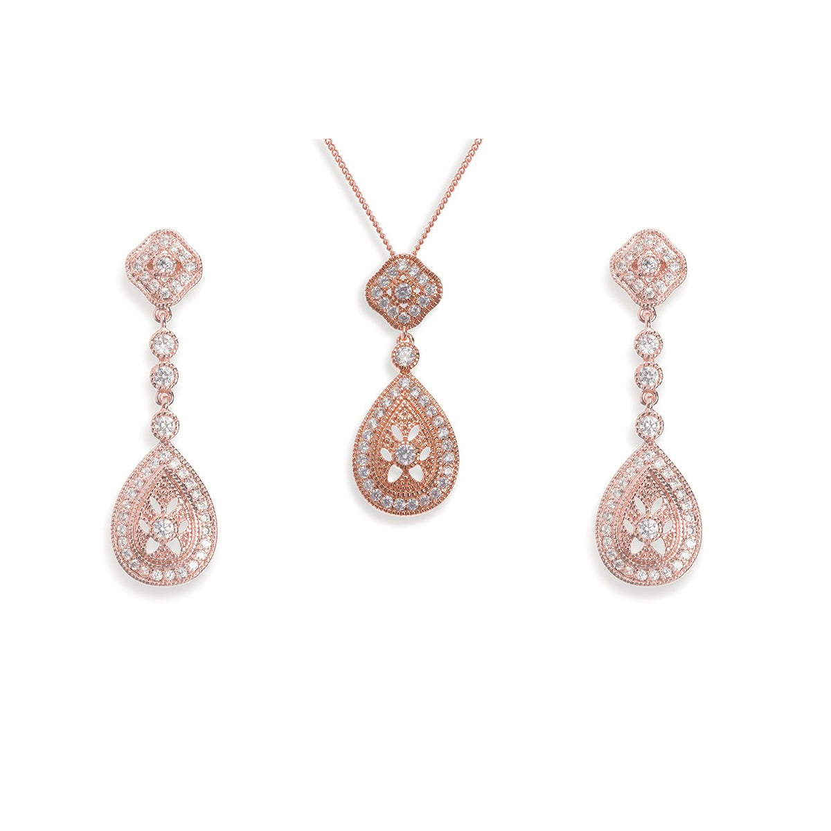 Parure Collier - Boucles d&#39;oreilles&lt;br&gt;Moonstruck Rose - MP Paris