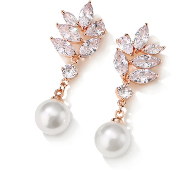 BOUCLES D OREILLES MARIÉE&lt;BR&gt;Diana Argent ou rose gold