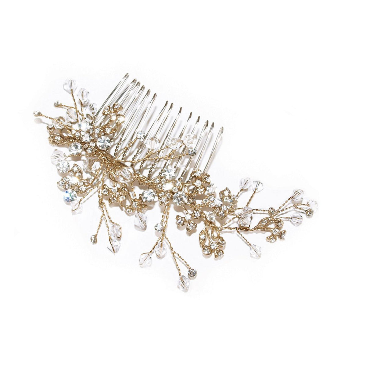 PEIGNE MARIAGE&lt;BR&gt;Medium Gold Crystal Comb - MP Paris