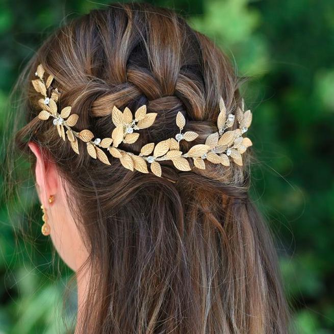 Accessoires Déesse Grecque – Couronne Feuilles, Bracelet, épingle | Style Bohème Pour Mariage, Fête
