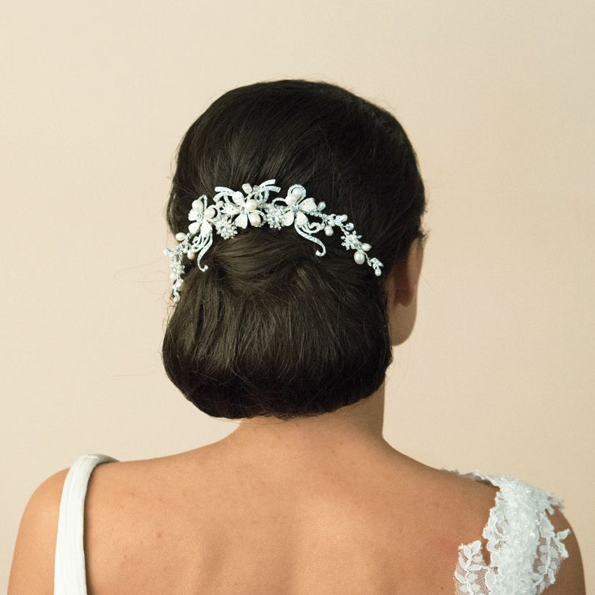 ACCESSOIRE CHEVEUX&lt;BR&gt;Silver Pearl Crescent Comb - MP Paris