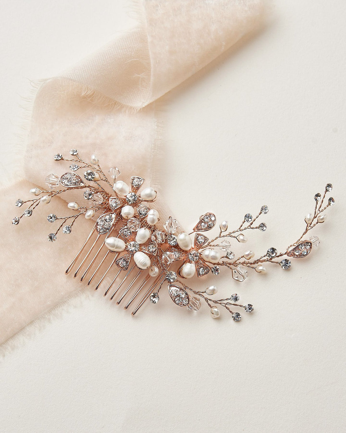 BIJOU DE TÊTE MARIAGE BOHEME&lt;BR&gt;Angela Or rose