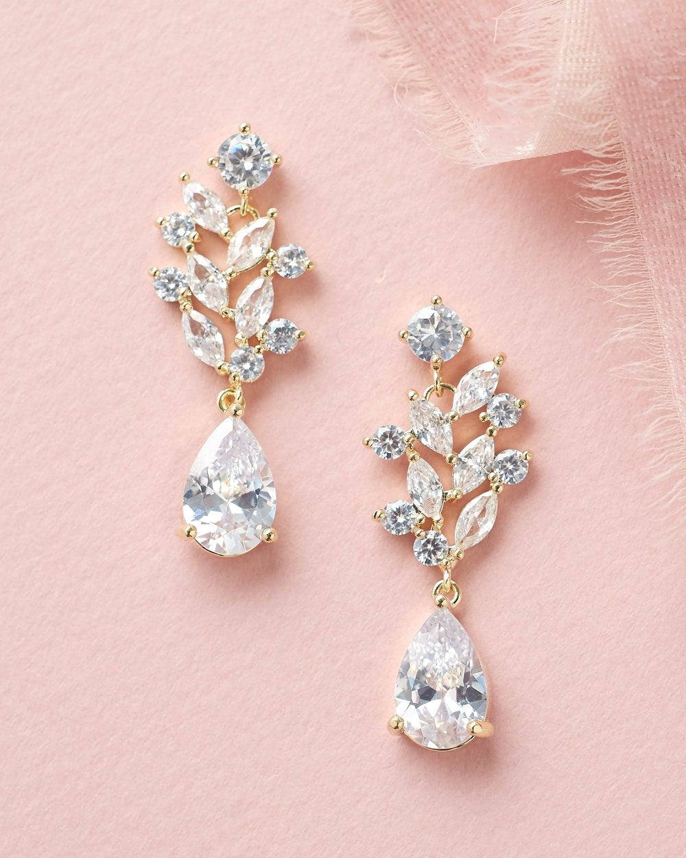 BOUCLES D OREILLES DE MARIÉE&lt;BR&gt;Anna Floral Or rose - MP Paris