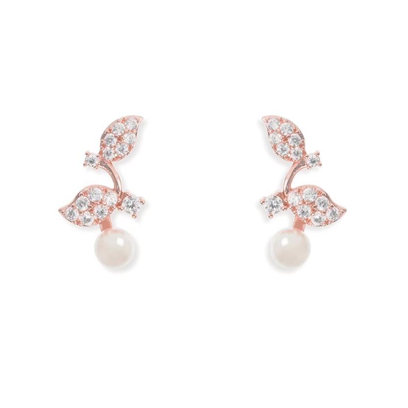 BOUCLES D&#39;OREILLES MARIAGE PERLE&lt;BR&gt;Aphrodite Or rose - MP Paris