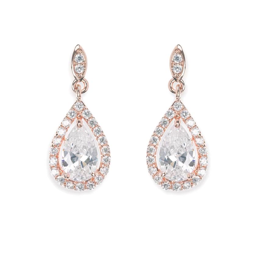 BOUCLES D&#39;OREILLES STRASS MARIAGE&lt;BR&gt;Belmont Or rose - MP Paris