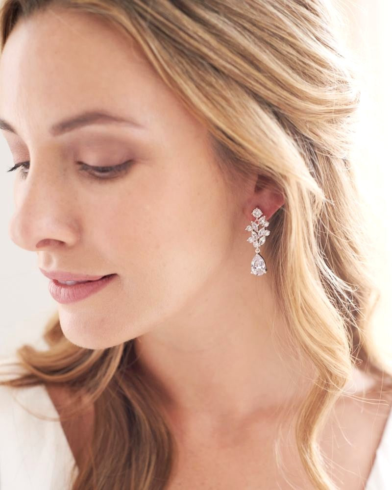BOUCLES D OREILLES DE MARIÉE&lt;BR&gt;Anna Floral Or rose - MP Paris