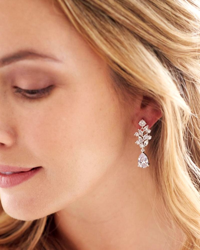 BOUCLES D OREILLES DE MARIÉE&lt;BR&gt;Anna Floral Or rose - MP Paris