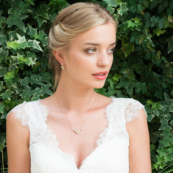 Collier De Perles Fantaisie Bleu Et Blanc Crème - Pour Robe De Mariée Ou Soirée - Neuf Avec Étiquettes