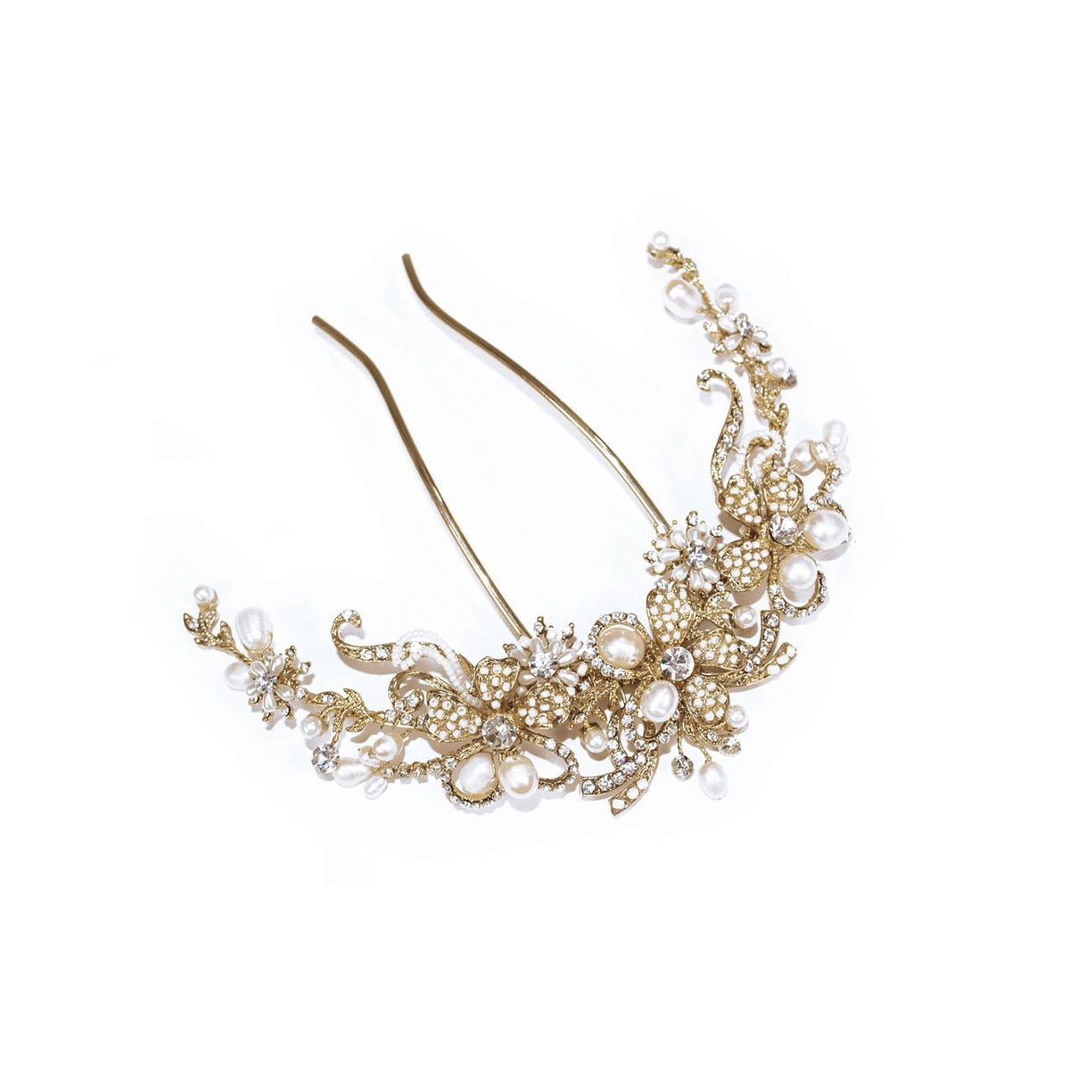 ACCESSOIRE DE CHEVEUX&lt;BR&gt;Gold Pearl Crescent Comb - MP Paris