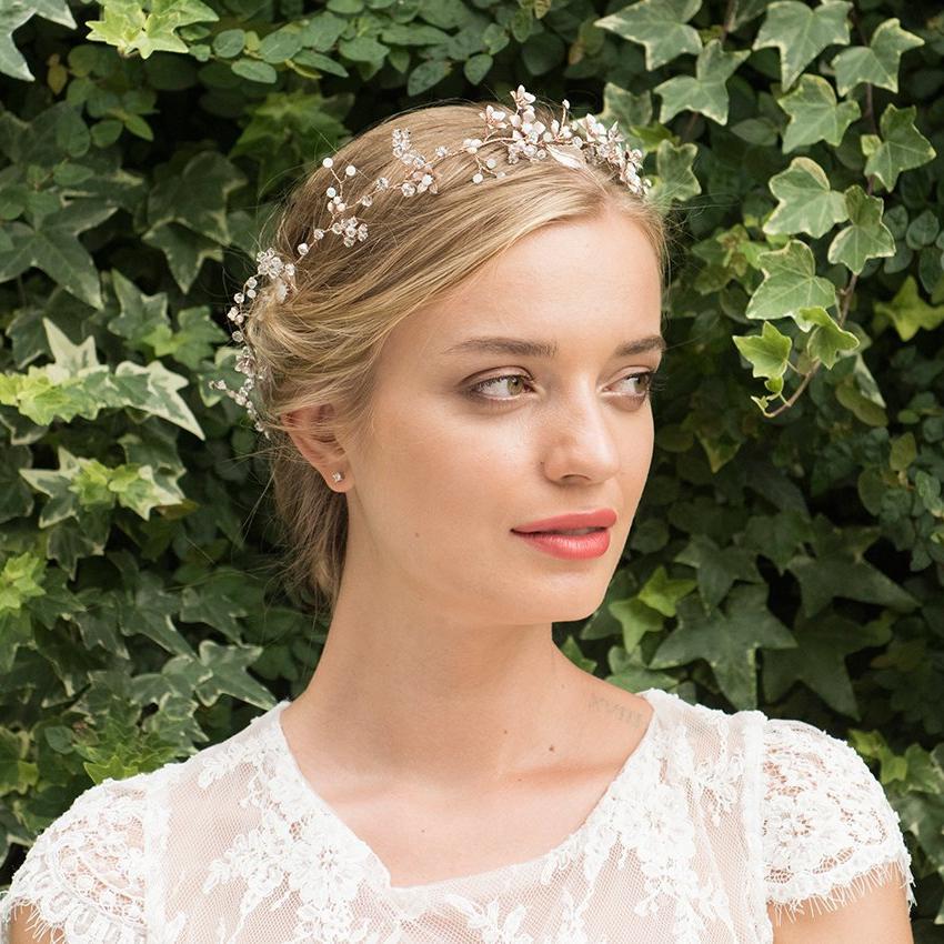 HEADBAND BOHEME DE MARIAGE<BR>Cinnamon Or rose - MP Paris