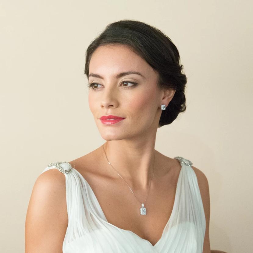 Parure Bijoux Mariage - Collier Et Boucles D'oreilles Zircon Doré - Style Délicat Pour Robe De Mariée, Cérémonie - 4