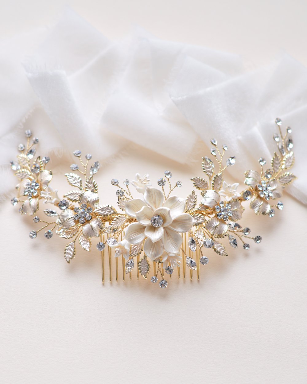 PEIGNE MARIAGE FLEUR&lt;BR&gt;Ivory Or - MP Paris