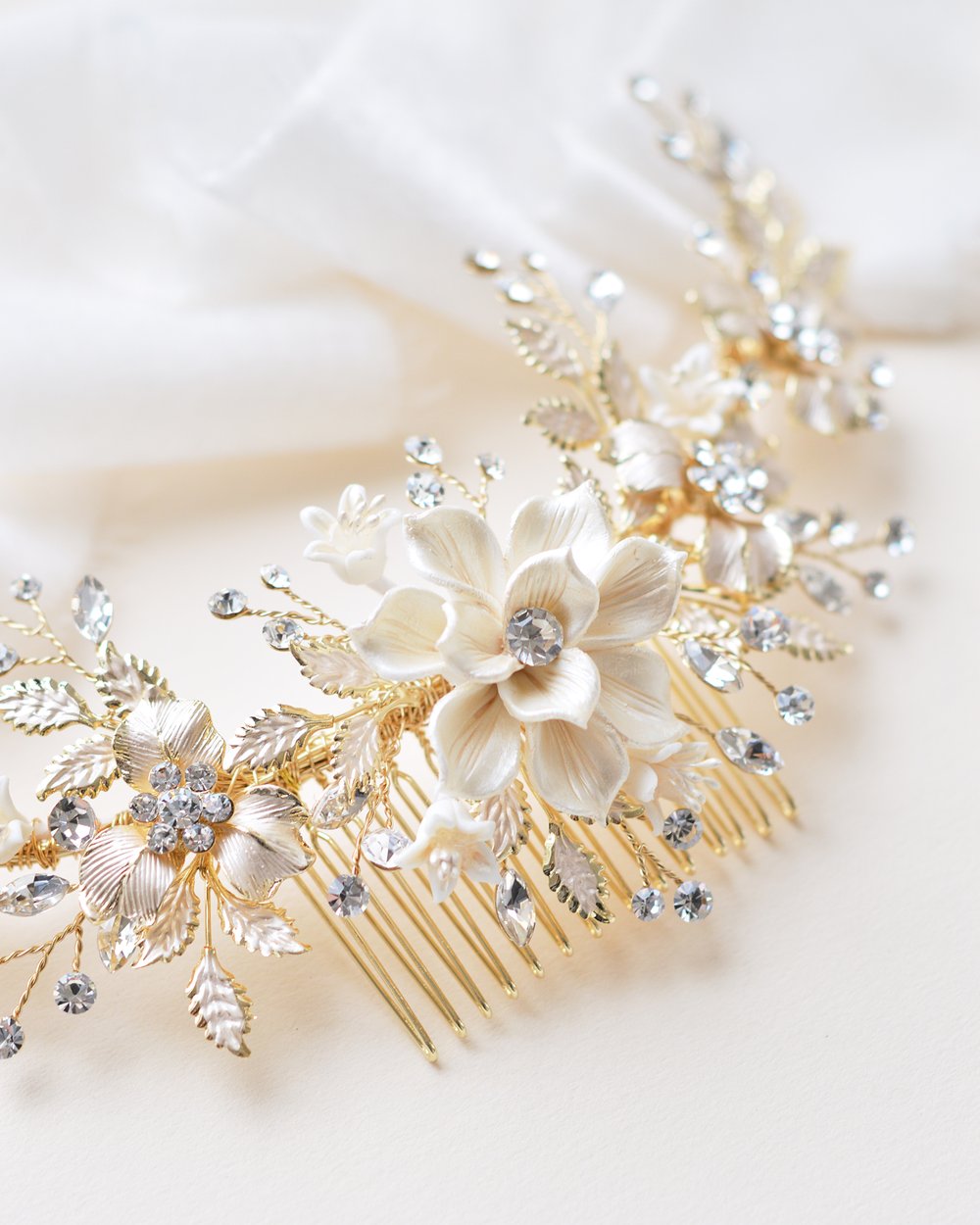 PEIGNE MARIAGE FLEUR&lt;BR&gt;Ivory Or - MP Paris