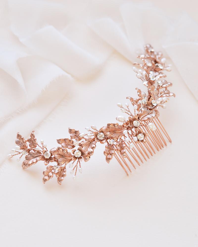 BIJOUX DE CHEVEUX MARIAGE&lt;BR&gt;Viola Or rose - MP Paris